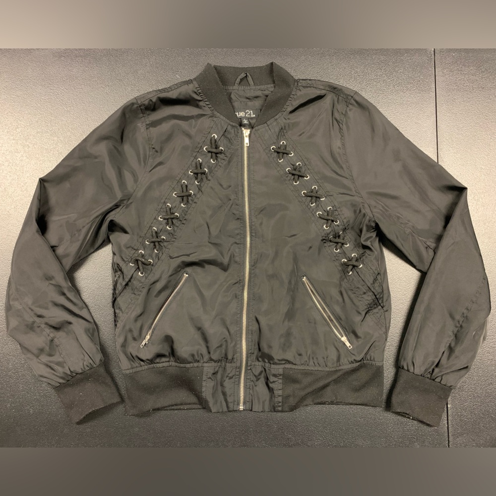 Rue 21 Full Zip Black Jacket  Size Large